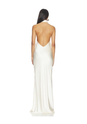 The Sei Halter Drape Gown in Cream. Size 2. Also in 0, 6, 8.