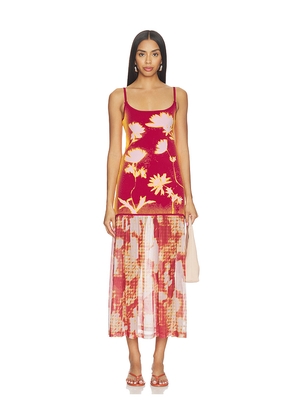 PH5 Ginger Flower Print Tank Dress in Orange,Burgundy. Size XS. Also in S, M, L.