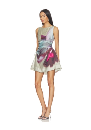 AMUR Waverlyn Ruched Mini Dress in Sage,Blue. Size 00. Also in 0, 4.