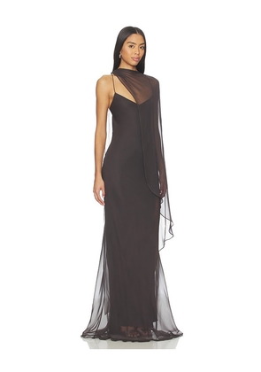 The Sei Cami Gown With Slit And Cape in Charcoal. Size 2. Also in 4, 6.