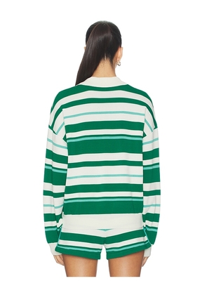 P.E Nation Retreat Stripe Collar Knit Pullover in Green. Size M. Also in L, XL.