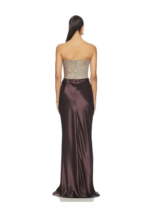SAU LEE Frances Gown in Chocolate,Taupe. Size 0. Also in 00, 8.