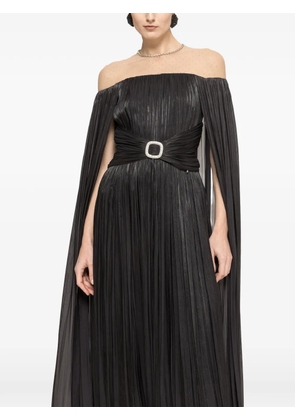 NISSA cape design maxi dress - Black