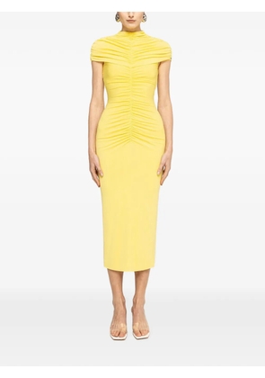 NISSA ruched midi dress - Yellow