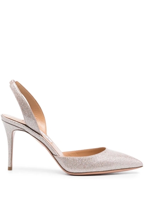 Aquazzura glitter 90mm faux-leather slingback pumps - Neutrals