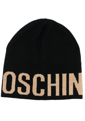 Moschino logo-print knit beanie - Black