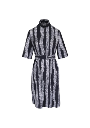 Akris Punto belted printed midi dress - Black