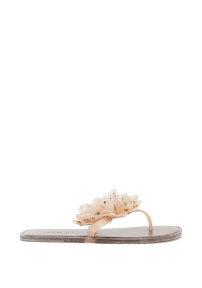 FARM Rio floral-embellished flip flops - Neutrals