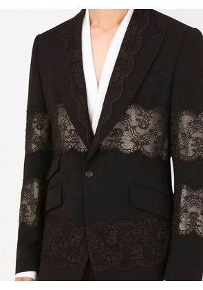 Dolce & Gabbana lace-panel single-breasted blazer - Black