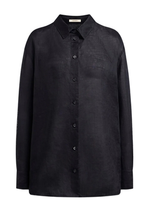 12 STOREEZ button-up ramie shirt - Black