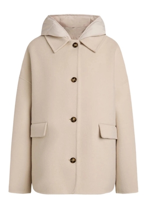 12 STOREEZ hooded pocket merino-wool coat - Neutrals