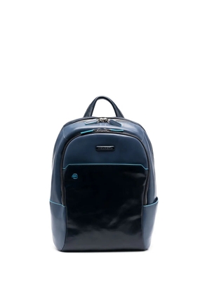 PIQUADRO logo-patch leather backpack - Blue