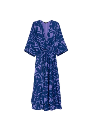 BLAKLACE geometric print V-neck dress - Purple