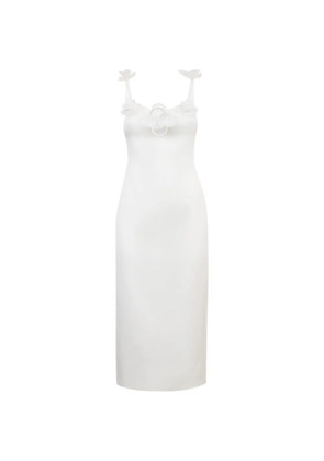 David Koma flower-embellishment midi dress - White