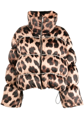 Philipp Plein leopard-print puffer jacket - Neutrals