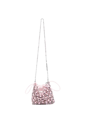 Self-Portrait mini crystal-embellished shoulder bag - Silver