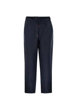 Kiton drawstring linen trousers - Blue