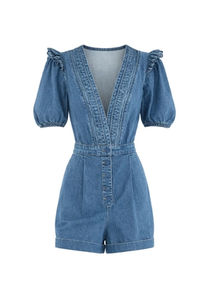 FARM Rio ruffled V-neck playsuit - Blue