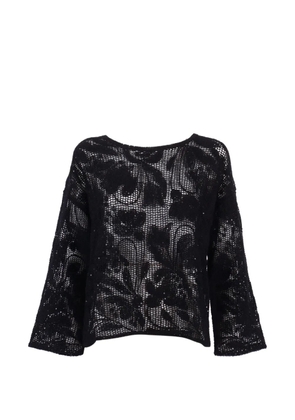Kangra cornely embroidery sequin top - Black