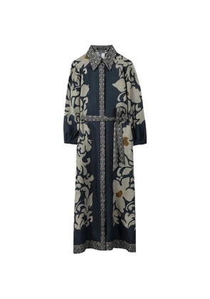 Luisa Cerano floral-print ramie dress - Blue