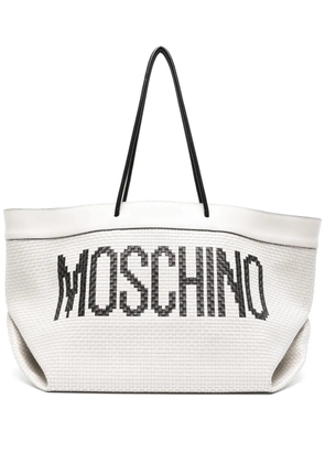 Moschino logo-print interwoven tote bag - White