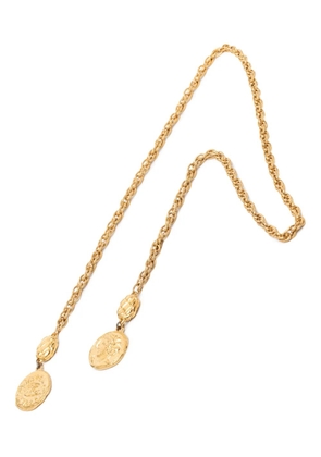 CHANEL Pre-Owned 1970-1980 CC Gold Plated Medallion Wrap Around Necklace costume necklace