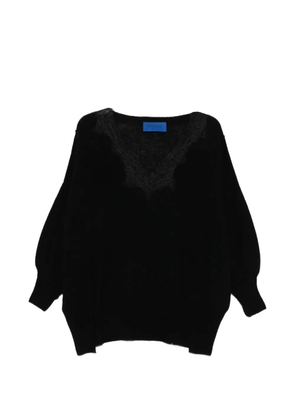 Mes Demoiselles Aera lace-detail V-neck sweater - Black