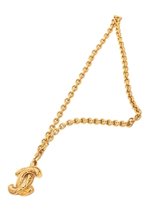CHANEL Pre-Owned 1970-1980 Gold Plated Quilted CC Pendant Necklace costume necklace
