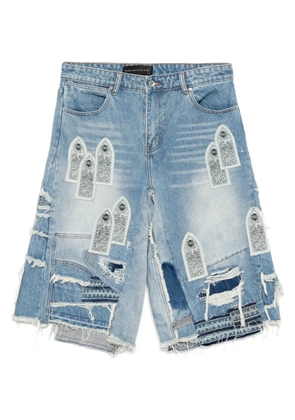 Who Decides War arch blowout denim shorts - Blue