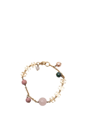 CHANEL Pre-Owned 2002 Gold Plated CC Faux Pearl Bracelet costume bracelet