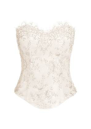 ALEXIA & ANTONIA embellished lace corset - Neutrals