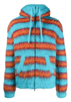 Marni striped knitted hoodie - Blue