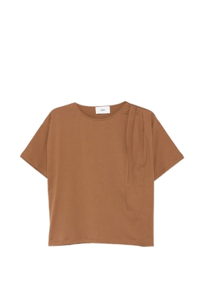 SOLOTRE gathered-trim T-shirt - Brown