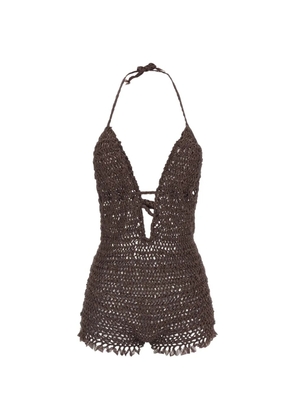 ALLIS BEACHWEAR V-neck bare back jumpsuit - Brown