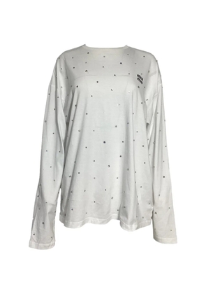 Miu Miu Pre-Owned crystal-embellished T-shirt - White