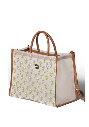Miu Miu embroidered mesh shopping bag - White