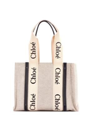 Chloé Pre-Owned Woody Canvas with Leather Medium tote bag - Neutrals