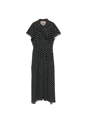 Nº21 midi polka-dot pussy-bow dress - Black