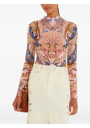 FARM Rio printed long-sleeved blouse - Pink