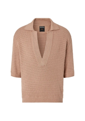 Zegna V-neck knit cotton polo shirt - Neutrals
