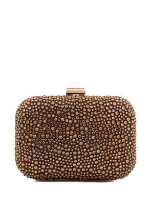 Gemy Maalouf crystal-embellished crepe clutch bag - Brown