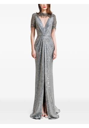 Gemy Maalouf embroidered sequins maxi dress - Silver