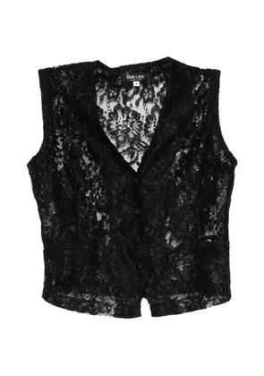 BLAKLACE lace V-neck top - Black
