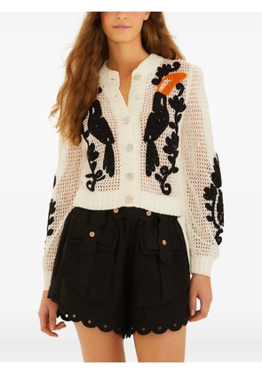 FARM Rio toucan-motif crochet cardigan - White