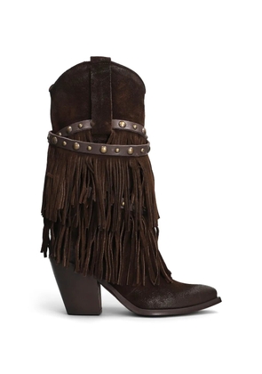 Metisse studded fringe boots - Brown