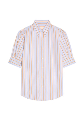 DRIES VAN NOTEN cuffed striped cotton shirt - Blue