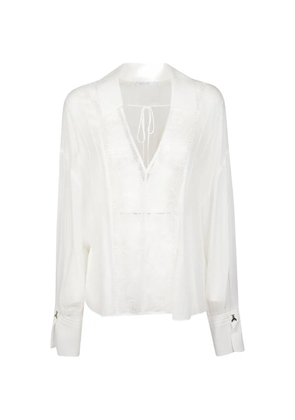 Patrizia Pepe lace long-sleeves blouse - White