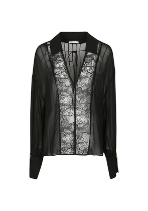 Patrizia Pepe lace long-sleeves blouse - Black