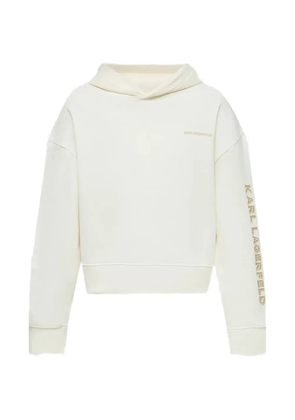 Karl Lagerfeld logo-embroidery hoodie - Neutrals