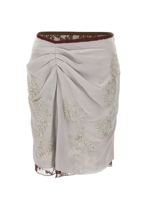 Jacques floral-embroidery skirt - Grey